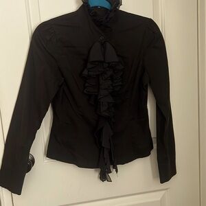 Black ruffled blouse